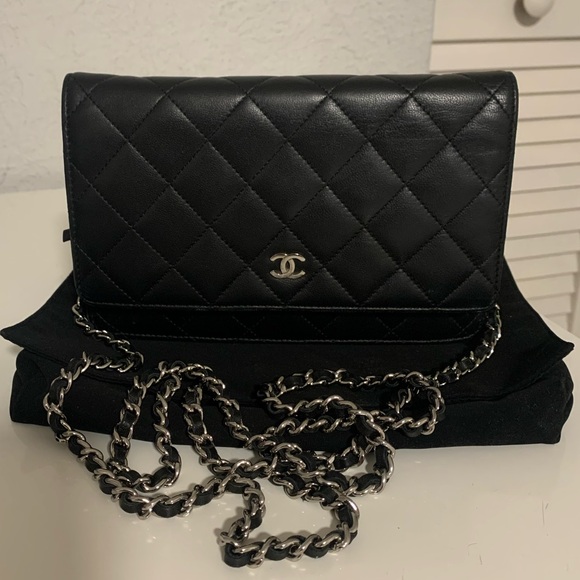 Chanel Black Quilted Leather Wallet On Chain Bag - Picture 1 of 14